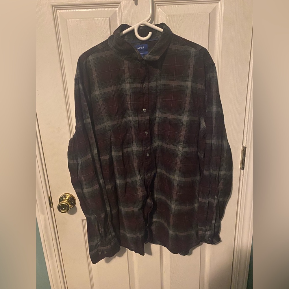 Apt. 9 Soft Touch Plaid Shirt - Burgundy and Blue